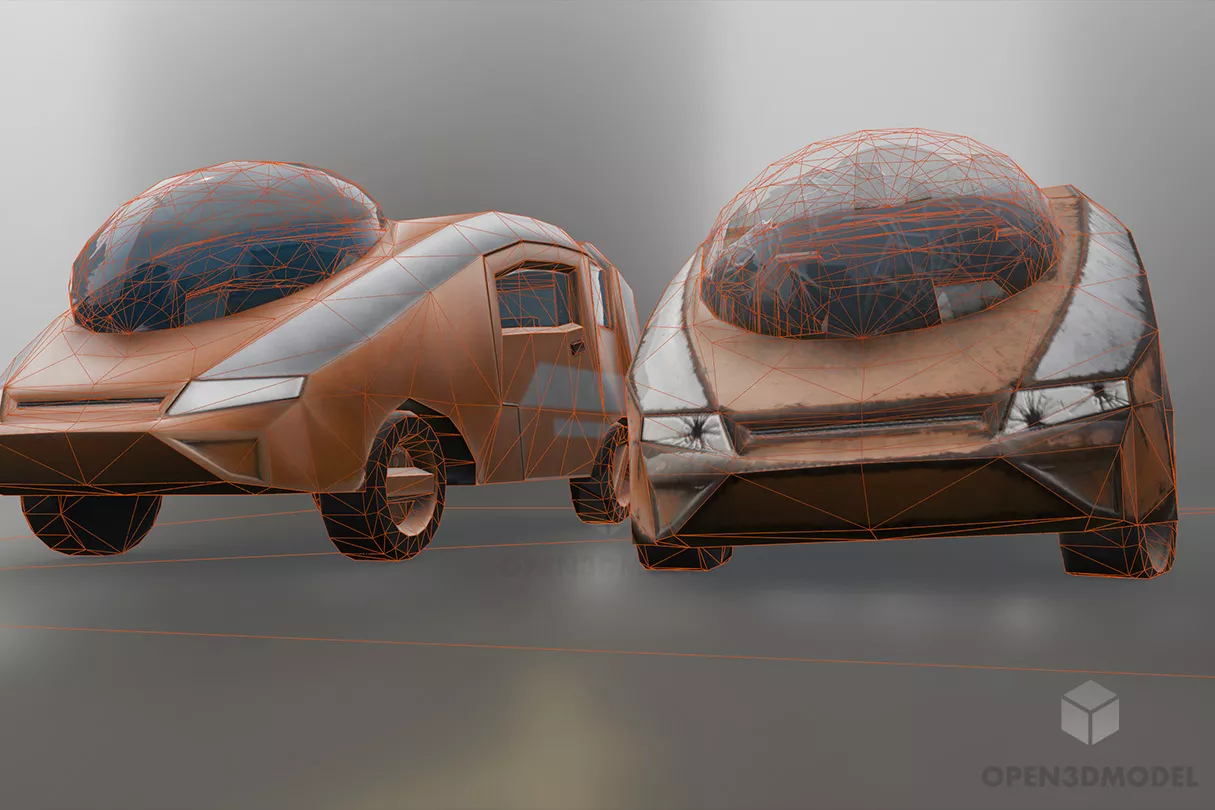 Scifi Two Cars Abandoned 3d model 2