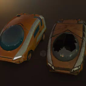 Scifi Two Cars Abandoned 3d model