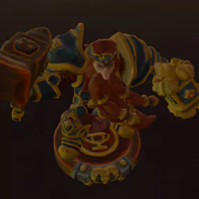 Red Bear Warrior Man Cartoon Character 3d model