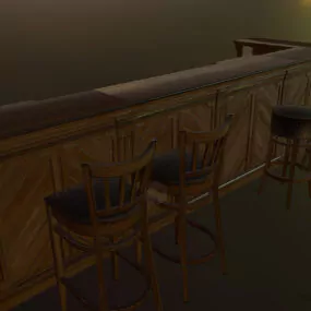 Pub Counter With Bar Chair 3d model