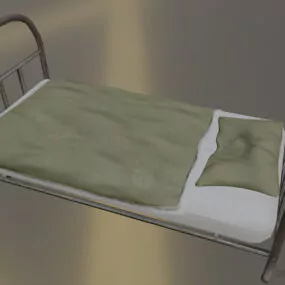 Single Steel Bed 3d model
