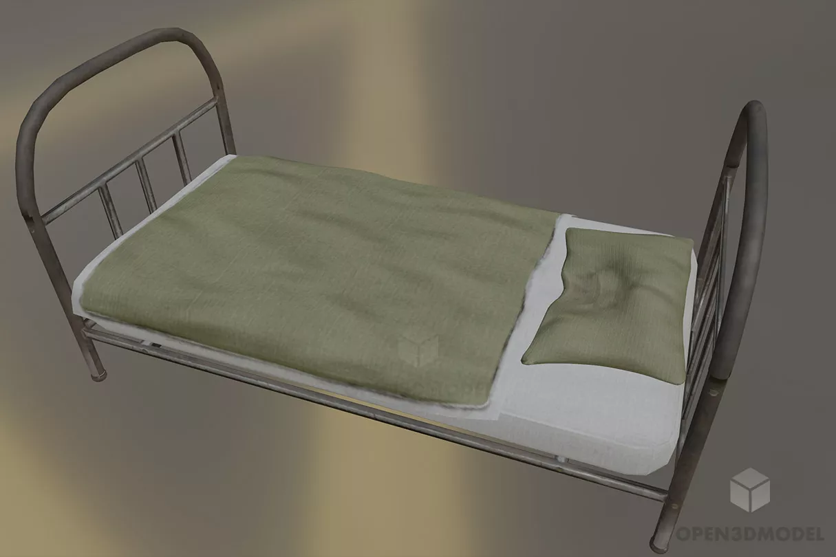 Upholstered Double Bed With Tufted Back 3d model