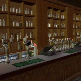 Restaurant Bar Cabinet With Wine Bottles 3d model