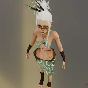 Cartoon Cute Girl, Yellow Hair 3d model