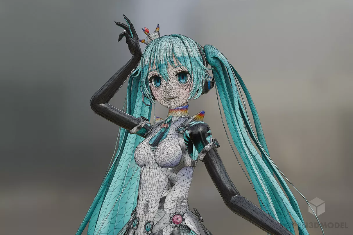 Miku Hatsune Girl Modelo 3d gratis - .3ds, .Blend, .Dae, .Fbx, .Ma, MB ...