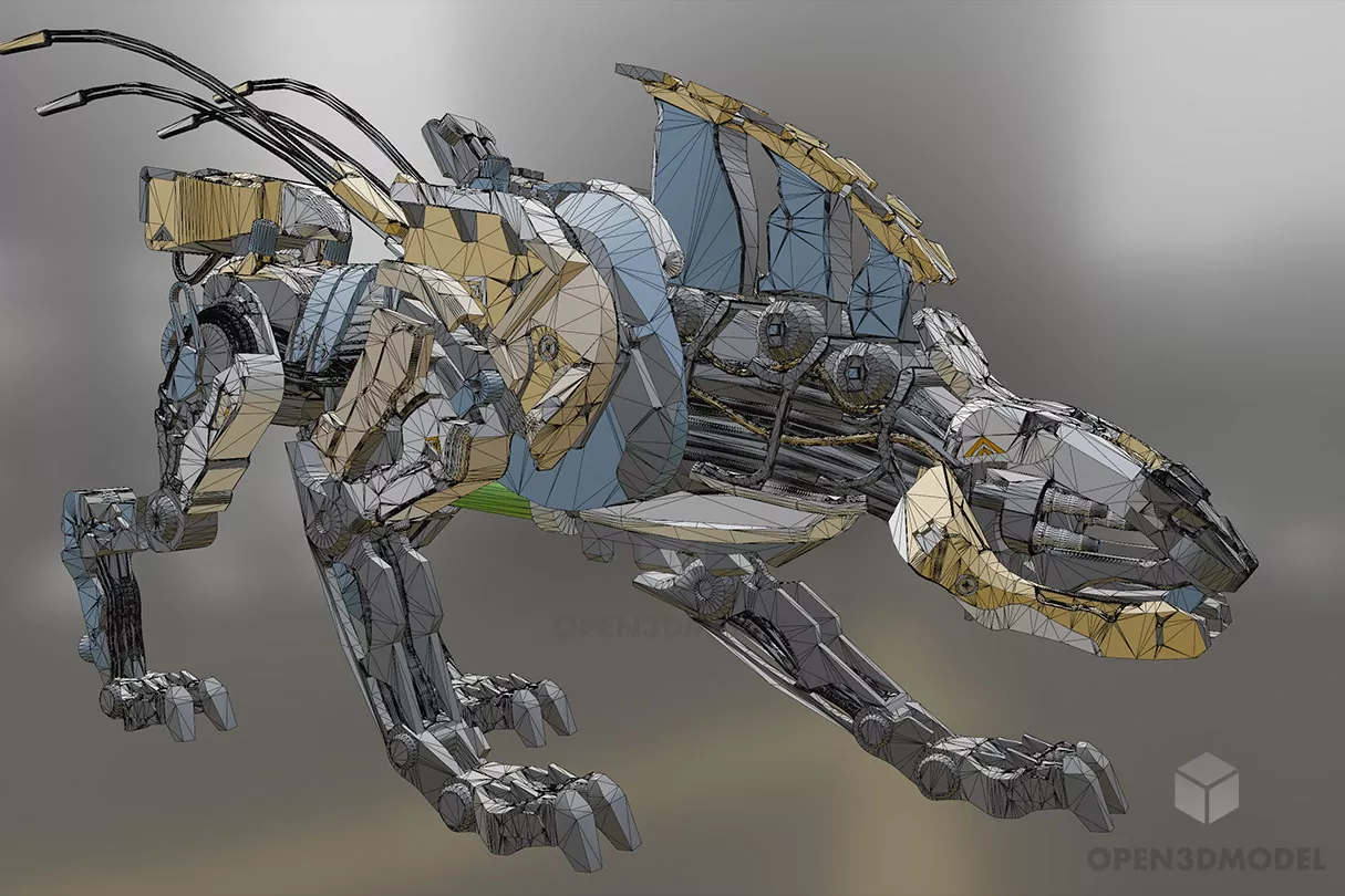 Sabretooth Futuristic Robot Animal 3d model 2