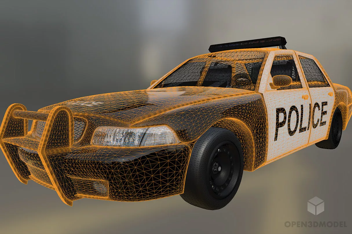 Us Police Car, Black White Color 3d model 2
