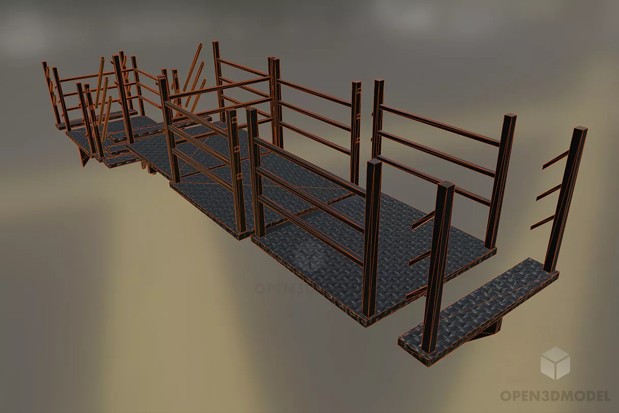 Modular Staircase Structure 3d model 2
