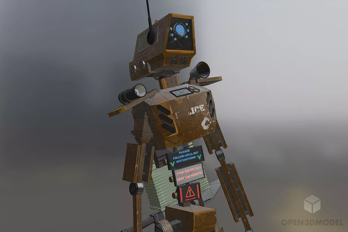 Cyberpunk Robot Police Character 3d model 2