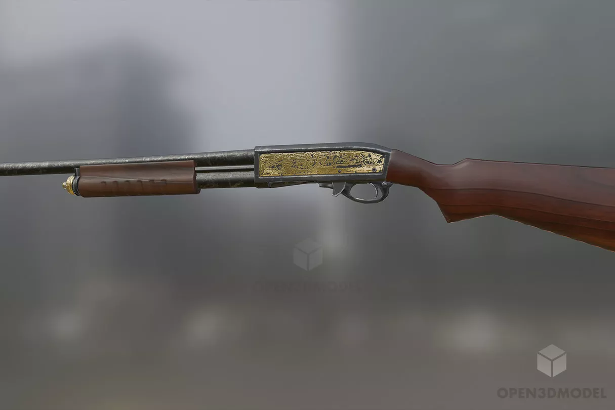 Simple Shotgun, Vintage Weapon Free 3d Model - .Blend, .C4d, .Dae, .Fbx ...