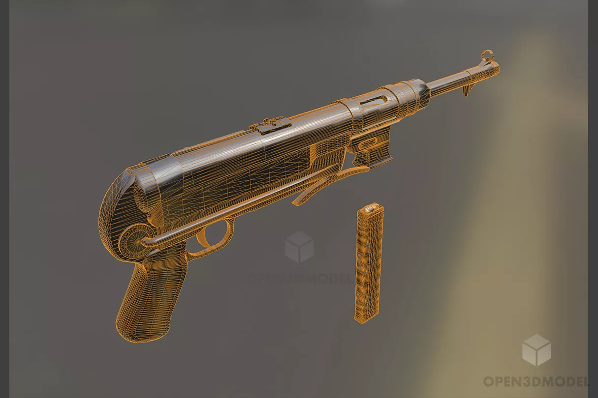 Military Weapon Mp40 Gun 3d model 2
