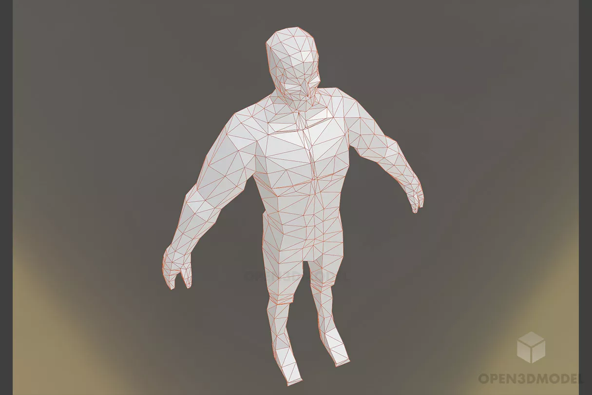 Lowpoly Male Base Mesh 3d model 2