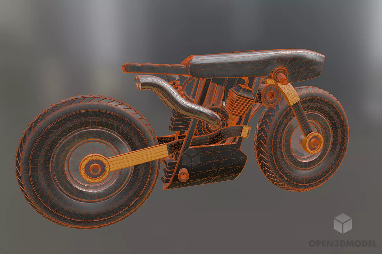 Cyberpunk Motorbike 3d model 2