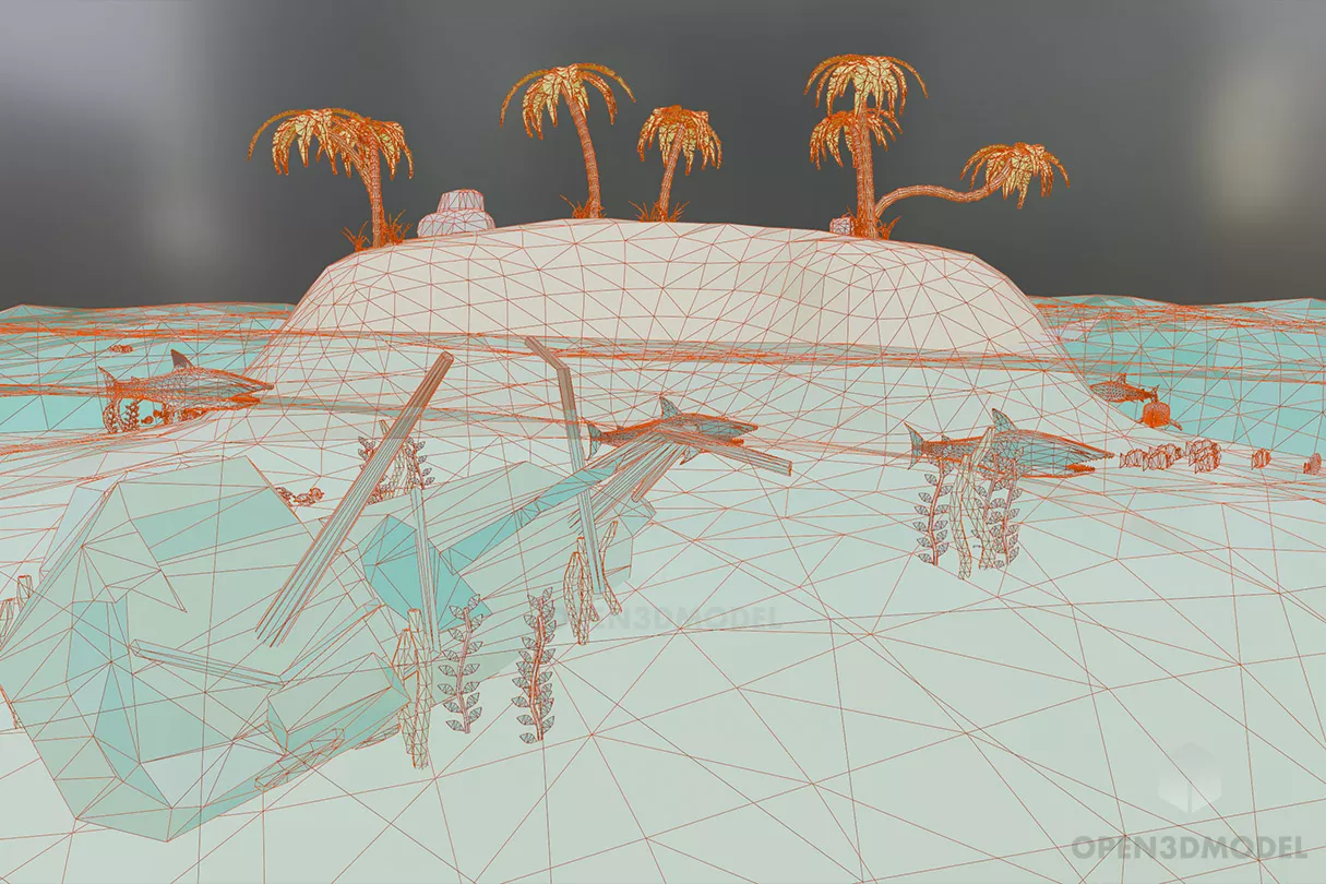 Tropical Island Lowpoly 3d model 2
