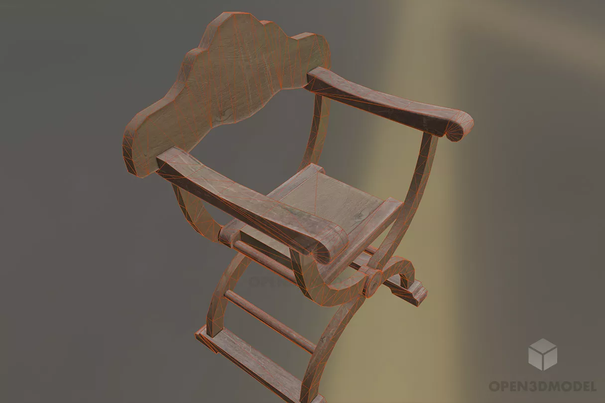 Vintage Folding Chair 3d model 2