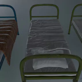 Old Single Bed, Steel Frame Bed 3d model