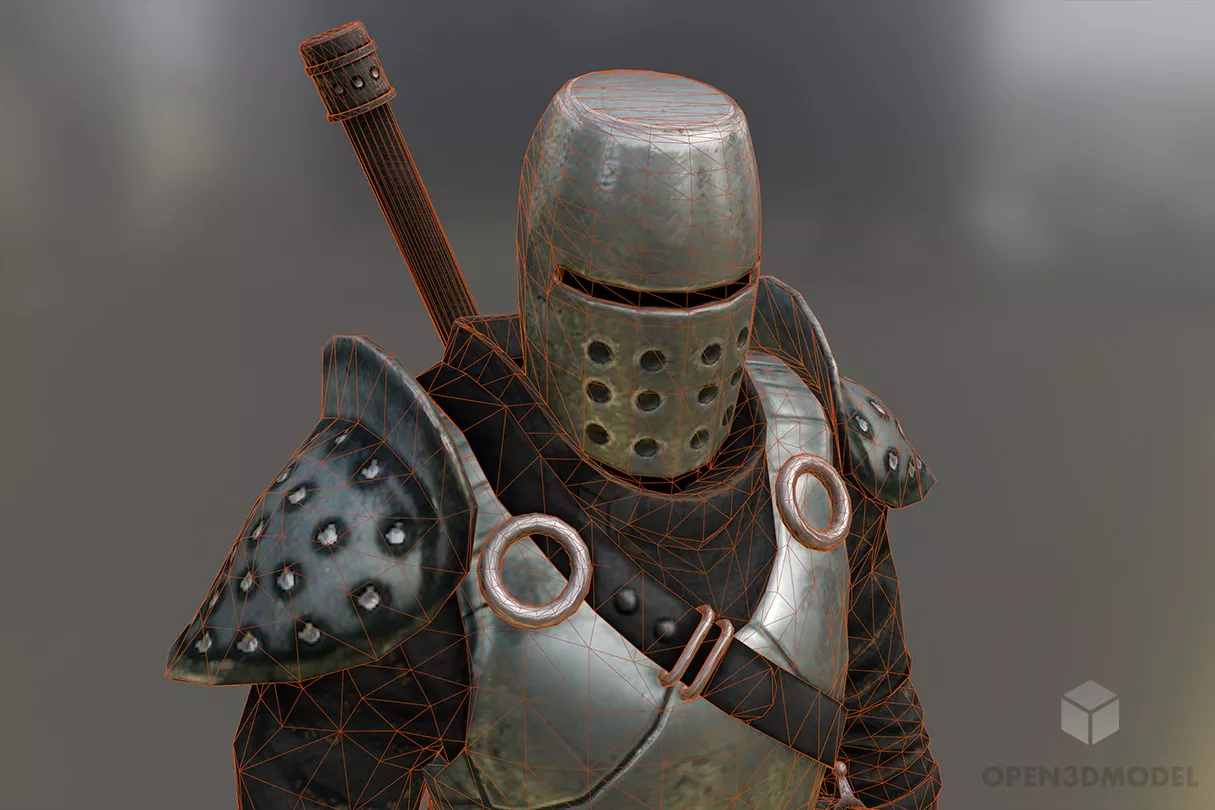 Medieval Knight Warrior Character 3d model 2