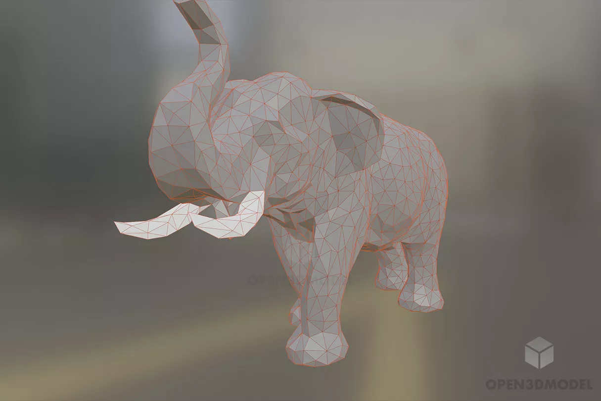 Asian Elephant With Long Horn 3d model 2