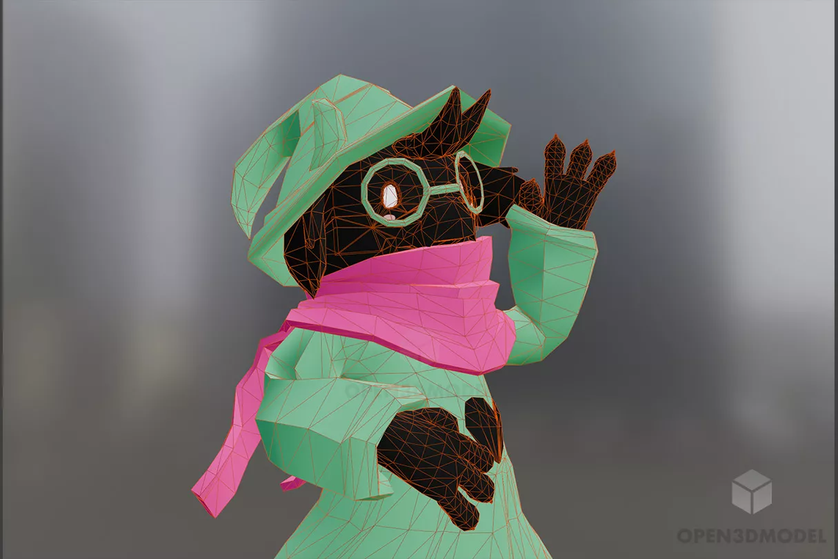 Cowboy Cartoon Character In Green Coat 3d model 2