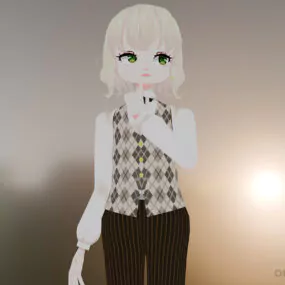 Anime Girl Blonde Hair 3d model