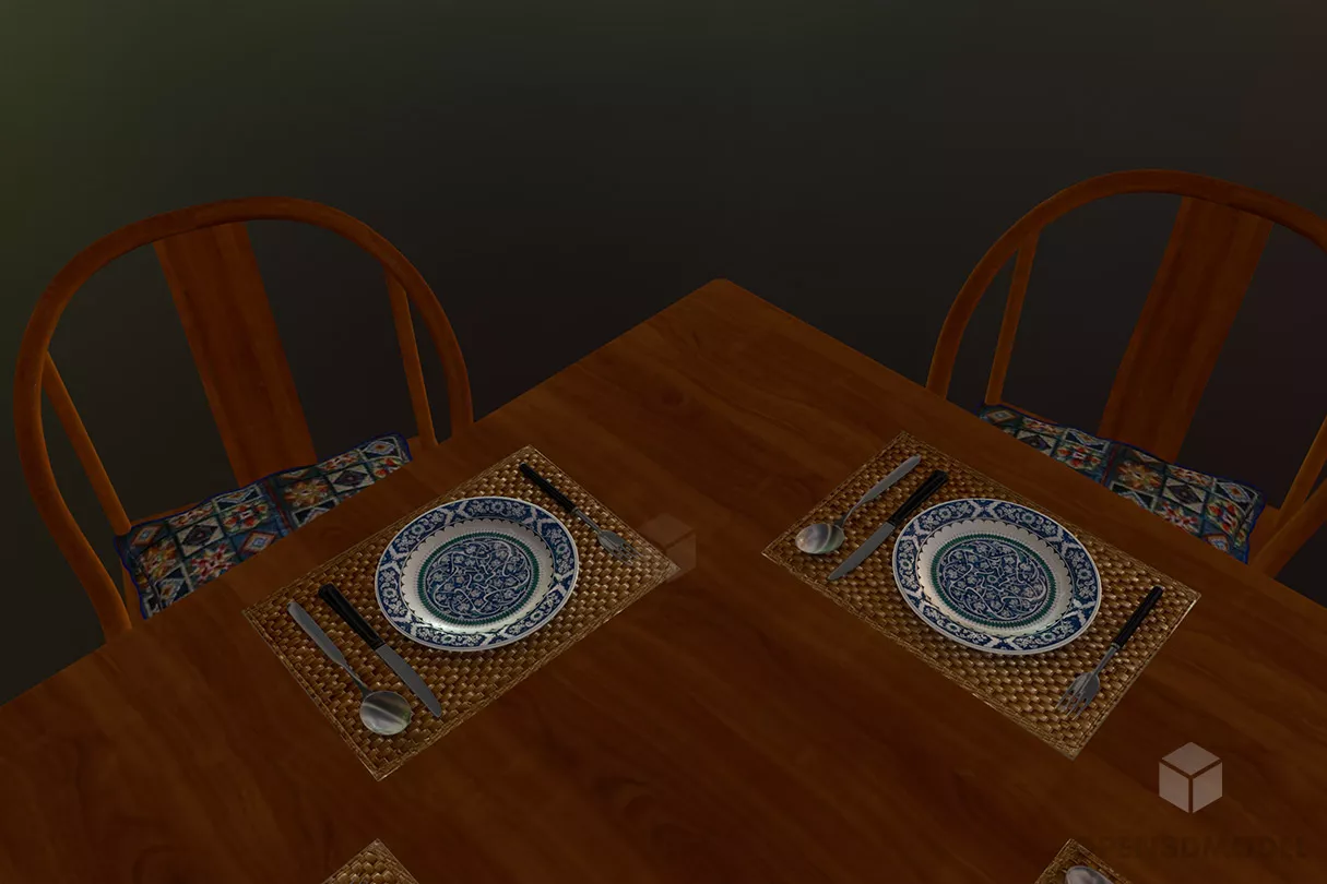 Rectangular Table Glass Top Material 3d model