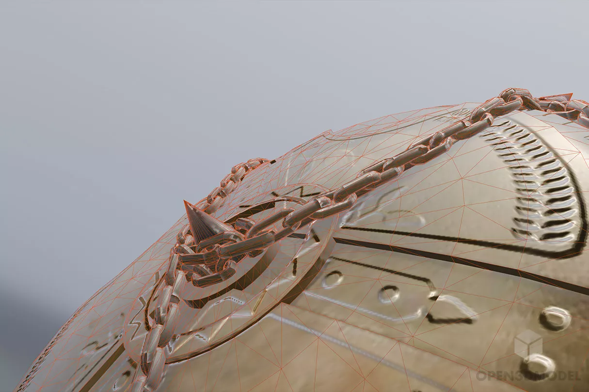 Medieval Weapon Shield With Chain 3d model 2