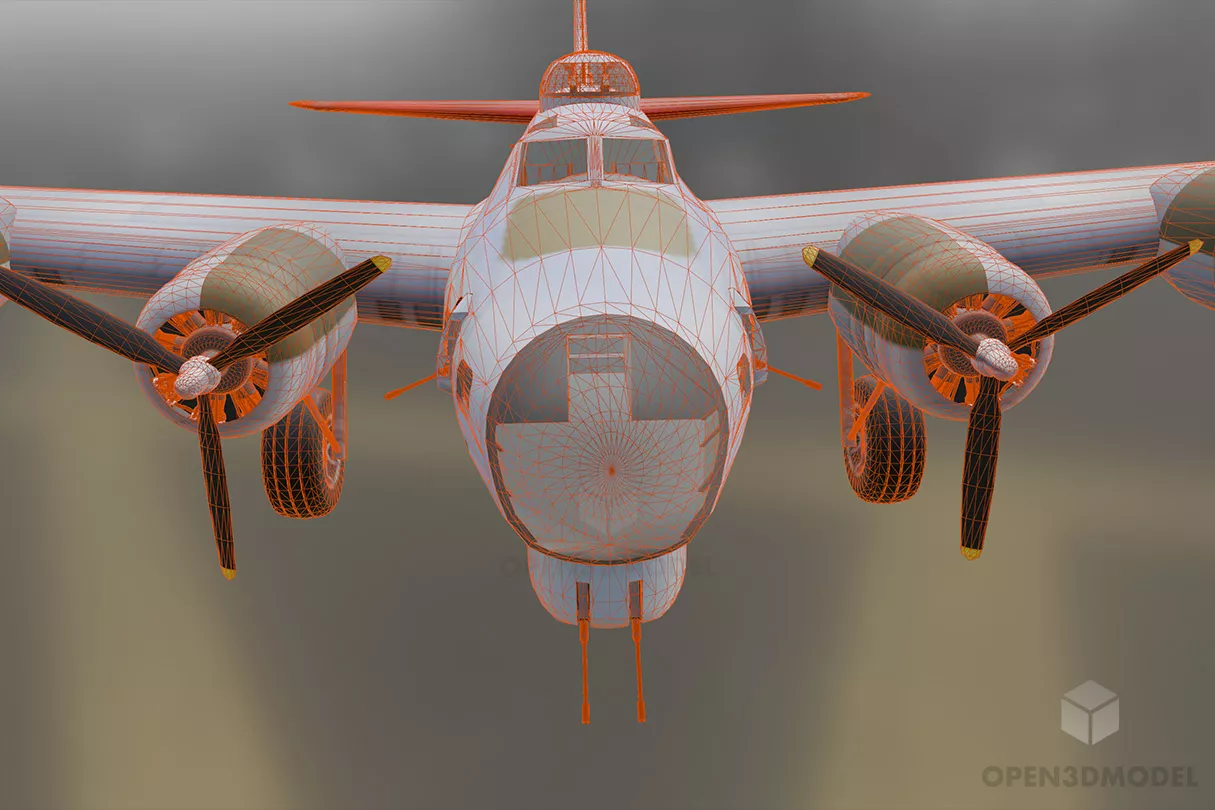 Boeing B17 Airplane 3d model 2