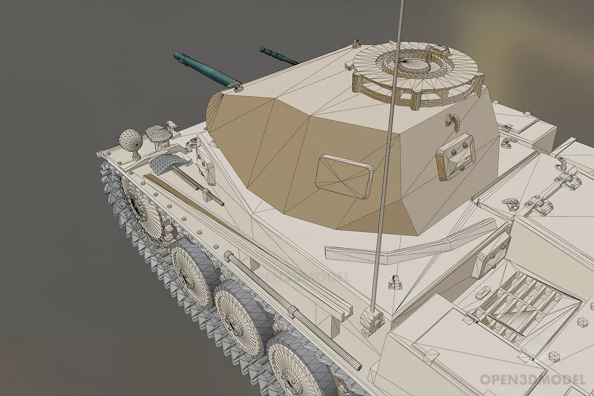 Military Panzer Light Tank 3d model 2