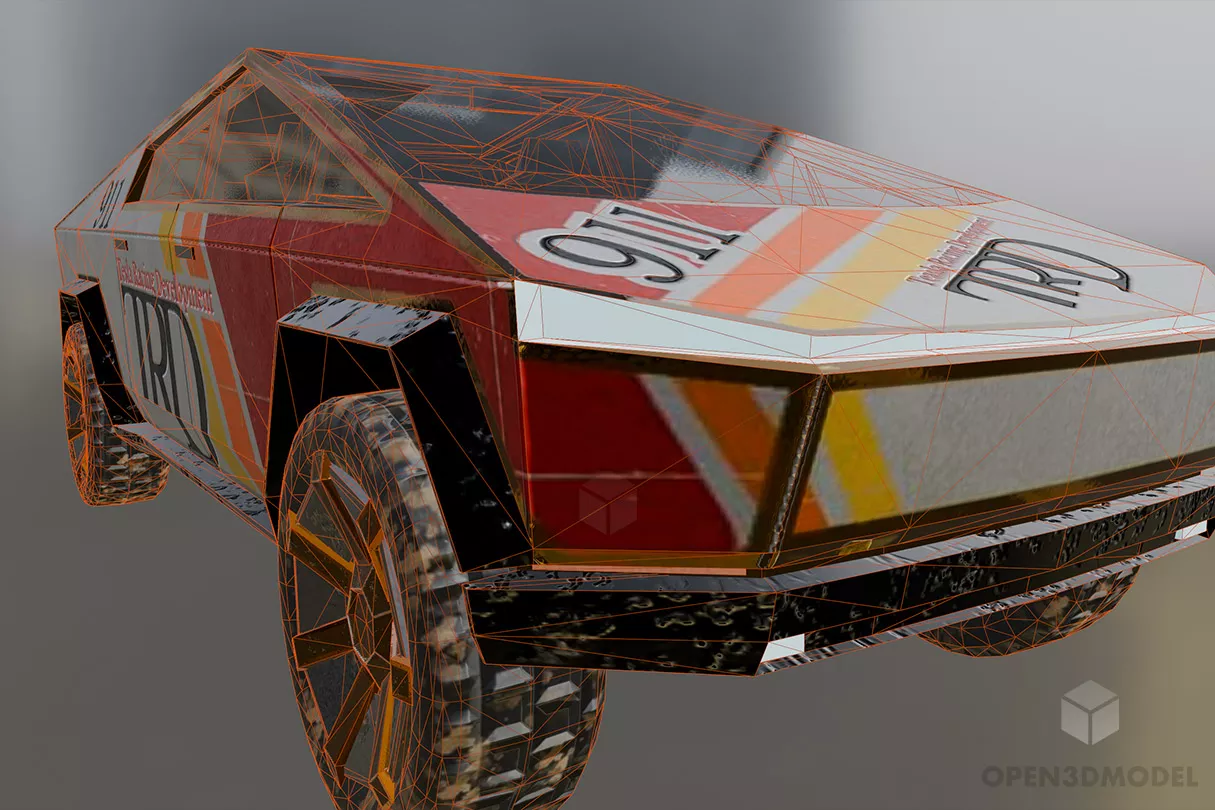 Cybertruck Car With Label Cover 3d model 2