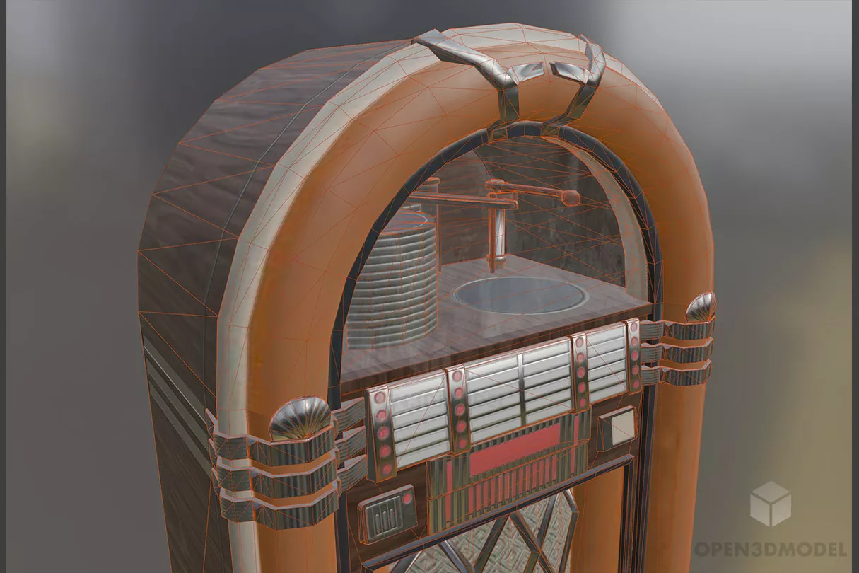 Cartoon Jukebox Music Playing 3d model 2
