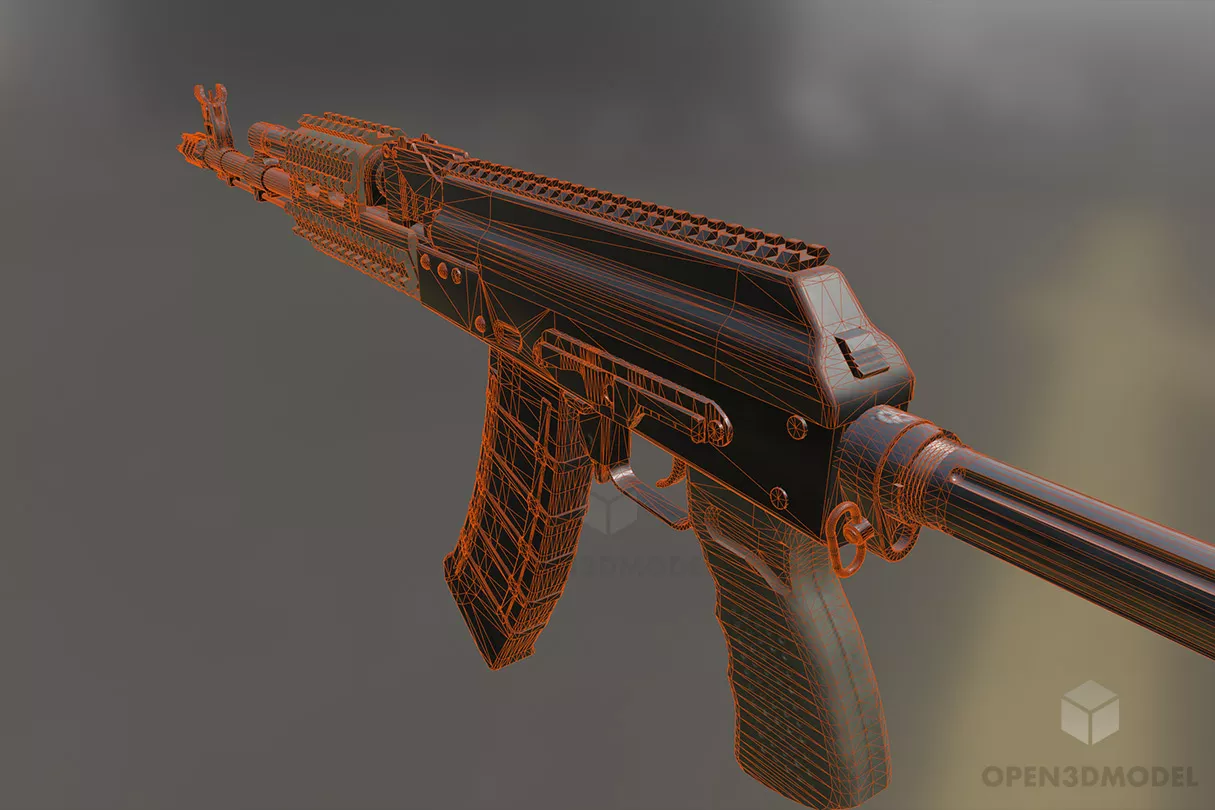 Realistic Ak74 Gun With Tunning 3d model 2