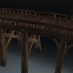 Medieval Wood Bridge 3d model