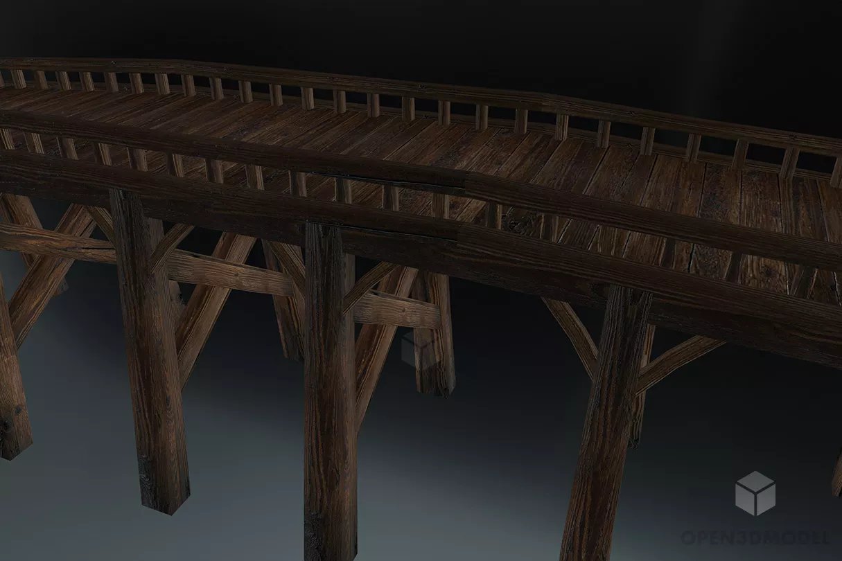 Medieval Wood Bridge Free 3d Model - .Blend, .C4d, .Dae, .Fbx, .Max ...