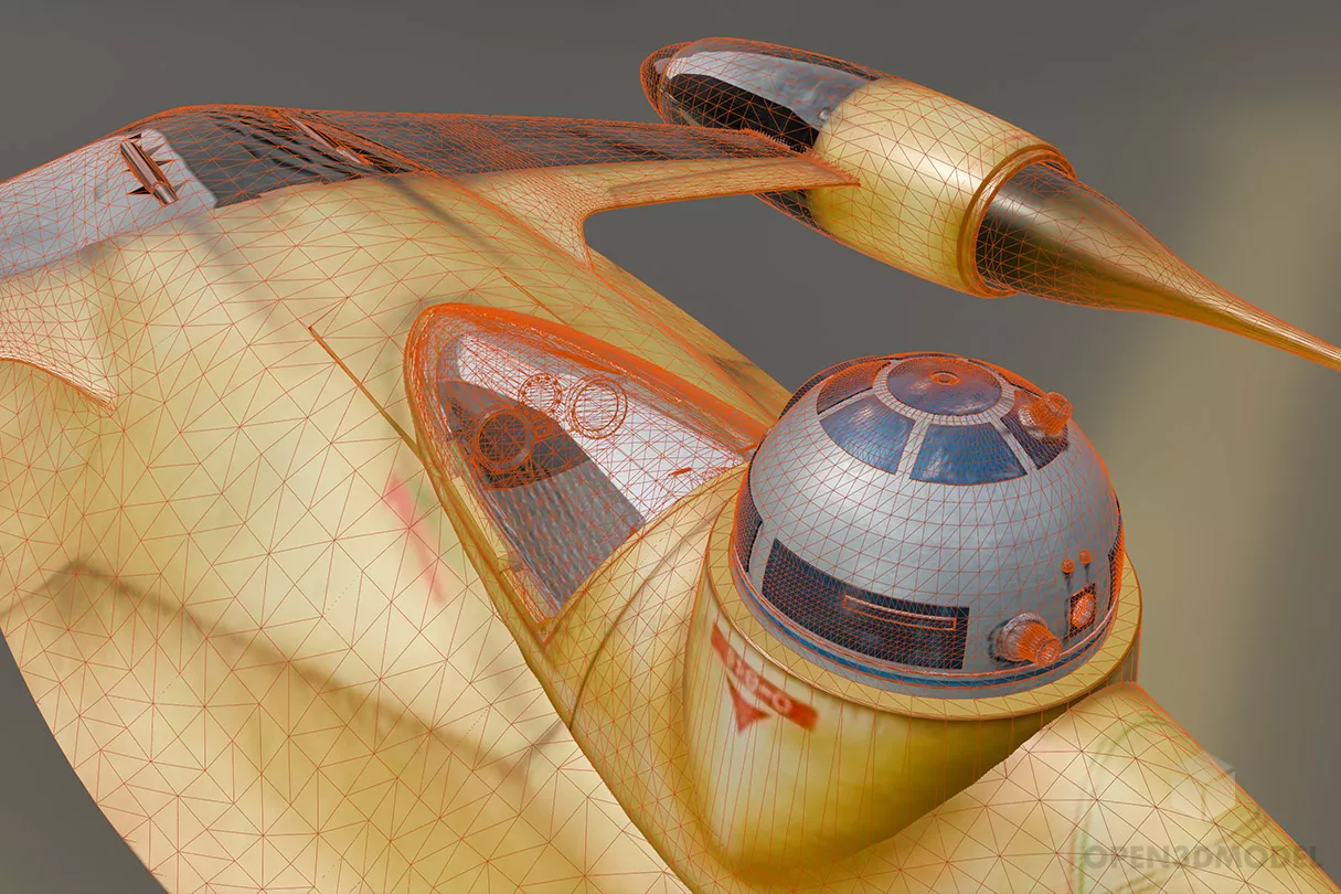 Cartoon Starfighter Futuristic Spacecraft 3d model 2