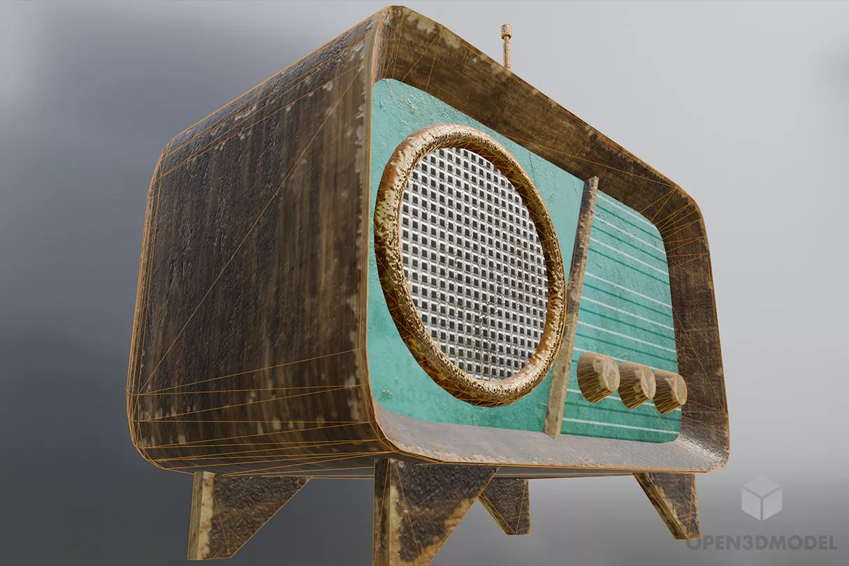 Rustic Old Radio 3d model 2