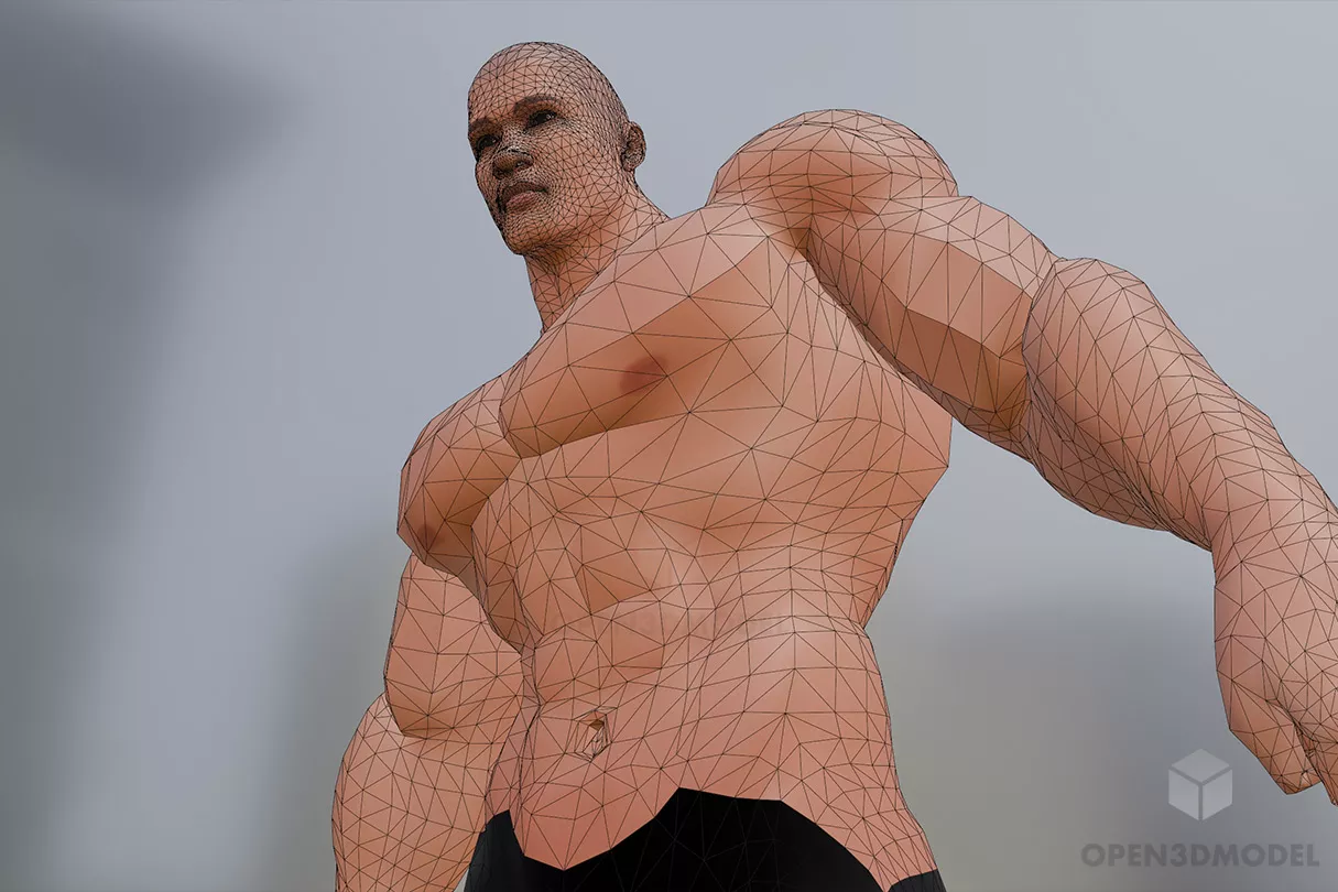 Cartoon Body Builder Man Character 3d model 2