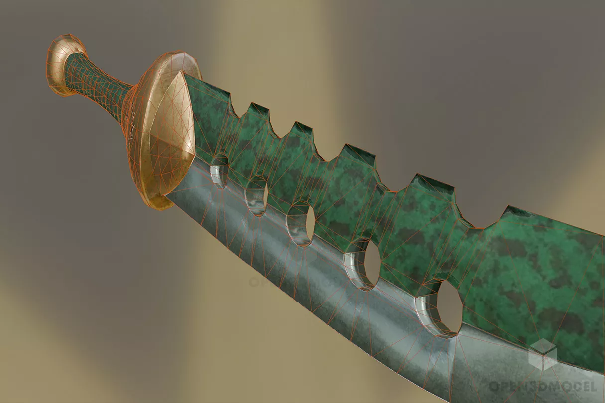 Game Sword With Golden Handle 3d model 2