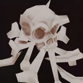 Cartoon Bone With Skull Character 3d model