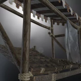 Vintage Outdoor Wood Shop With Cover 3d model