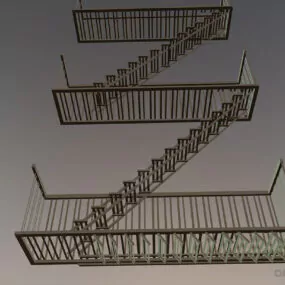 Outdoor Fire Escape Staircase 3d model