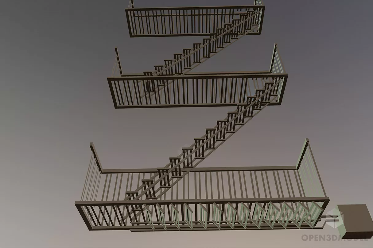 Outdoor Fire Escape Staircase Free 3d Model - .Blend, .C4d, .Dae, .Fbx ...