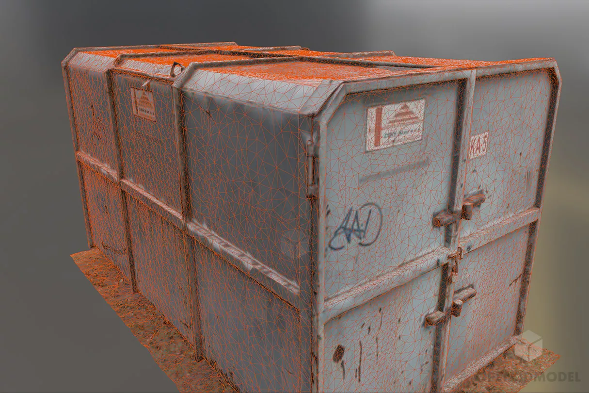 Big Steel Container Box Storage 3d model 2