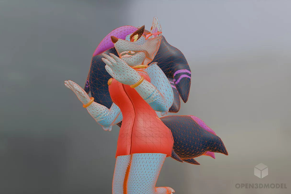 Wolf Girl Cartoon Character 3d model 2