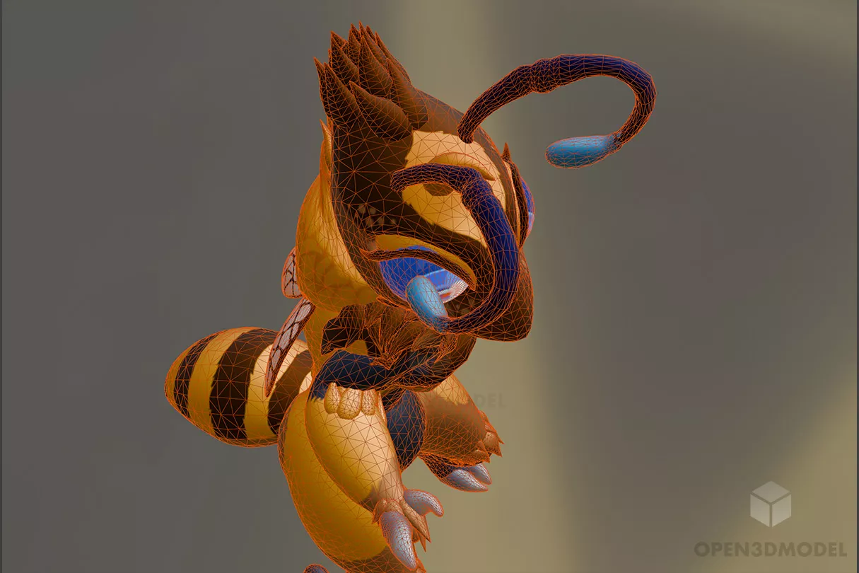 Cute Bee Animal Cartoon Character 3d model 2