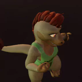 Hippo Female Cartoon Character 3d model