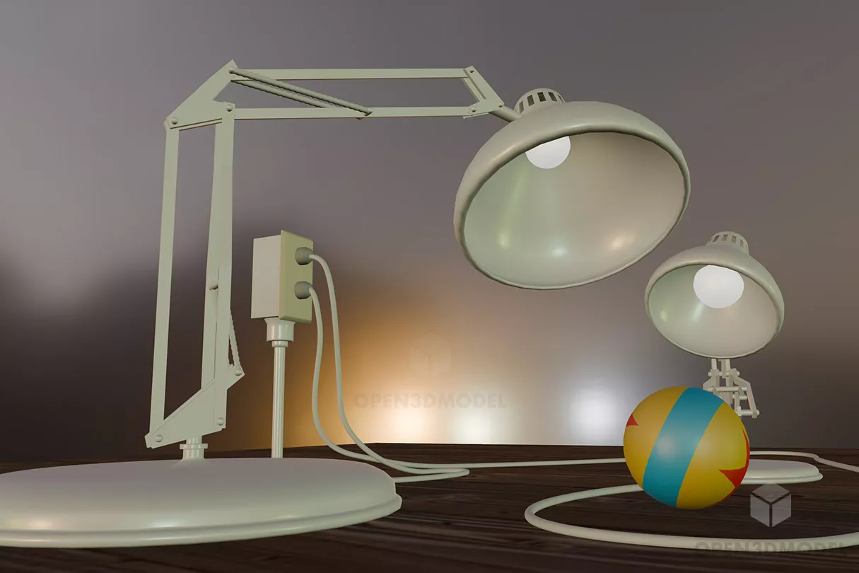 Table Lamp Two Lego Blocks Shade 3d model