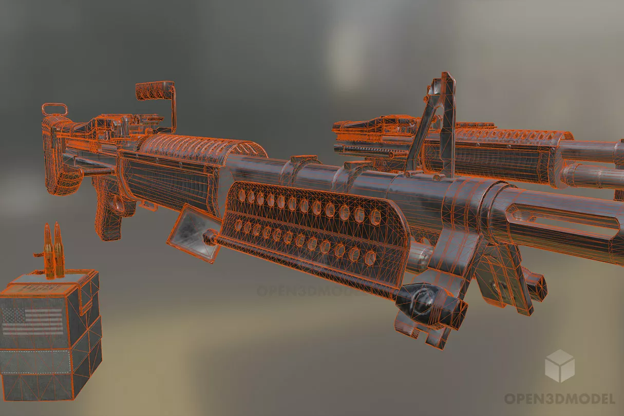 Us Machine Gun M60 3d model 2