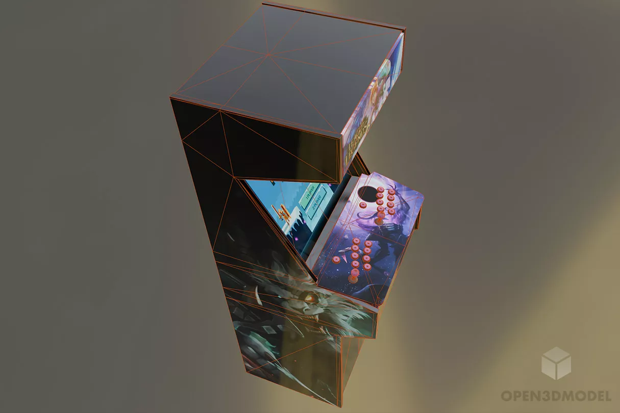 Old Arcade Game Machine 3d model 2