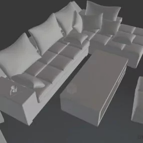 Grey Sofa With Two Pillows 3d model