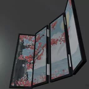 Japanese Screen Divider Shoji 3d model